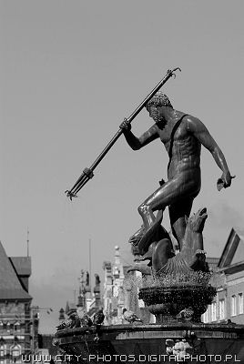 Neptun monument black and white photo 
