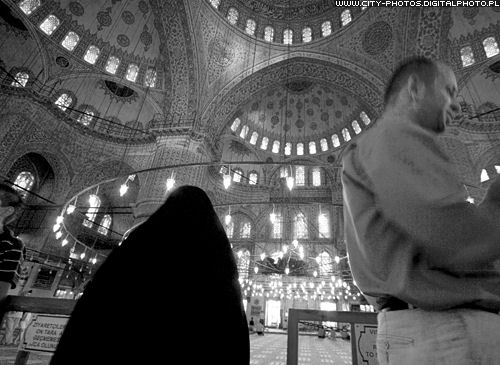 Black and white photo-Blue Mosque 