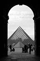 Pyramid in Louvre black and white photos 