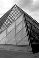 Louvre Pyramides - black and white photo 