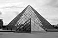 Pyramides in Louvre (black and white photography) 